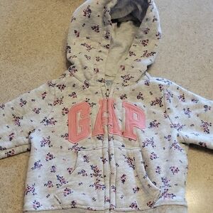 GAP Kids Floral Hoodie - Gray and Pink